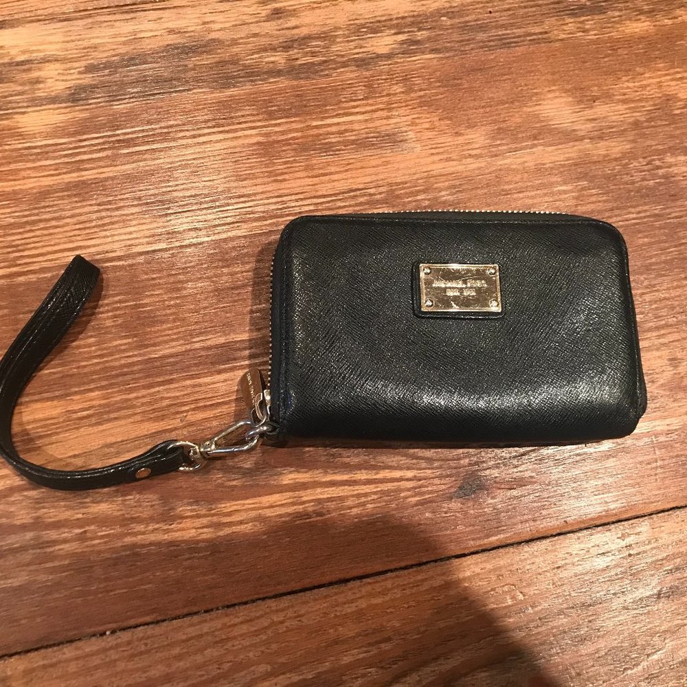 Michael Kors Black Soft Leather Wristlet/Wallet
